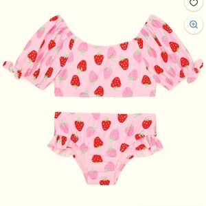 Wonder Nation Super Cute Pink Kids Strawberry Bikini with Puffed Skeeves
